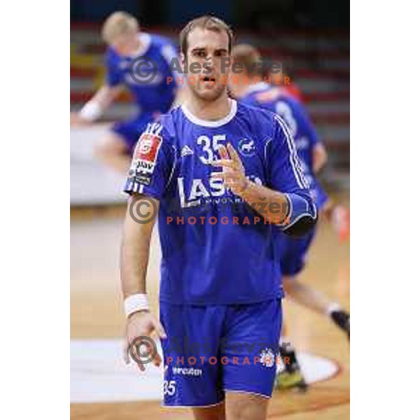 of RK Celje Pivovarna Lasko in action during handball match Slovan-Celje Pivovarna Lasko, played in Kodeljevo Hall, Ljubljana on September 13, 2014