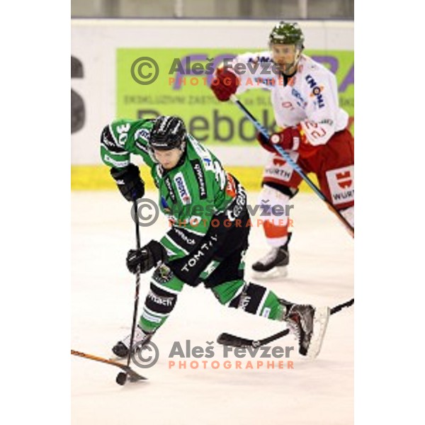 of Olimpija in action during EBEL League Season 2014/15 ice-hockey match between HDD Telemach Olimpija and Bolzano, played in Tivoli Hall, Ljubljana, Slovenia, on October 23, 2014