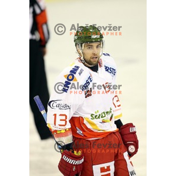 of Olimpija in action during EBEL League Season 2014/15 ice-hockey match between HDD Telemach Olimpija and Bolzano, played in Tivoli Hall, Ljubljana, Slovenia, on October 23, 2014