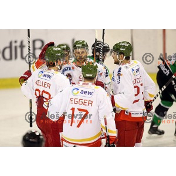 of Olimpija in action during EBEL League Season 2014/15 ice-hockey match between HDD Telemach Olimpija and Bolzano, played in Tivoli Hall, Ljubljana, Slovenia, on October 23, 2014
