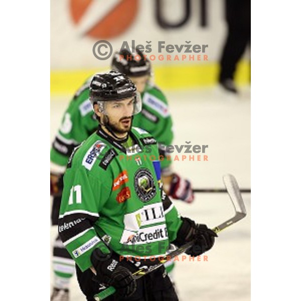 of Olimpija in action during EBEL League Season 2014/15 ice-hockey match between HDD Telemach Olimpija and Bolzano, played in Tivoli Hall, Ljubljana, Slovenia, on October 23, 2014