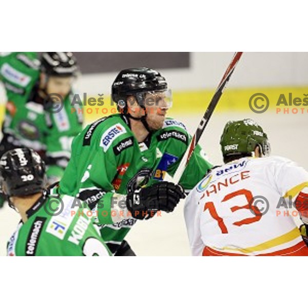 of Olimpija in action during EBEL League Season 2014/15 ice-hockey match between HDD Telemach Olimpija and Bolzano, played in Tivoli Hall, Ljubljana, Slovenia, on October 23, 2014