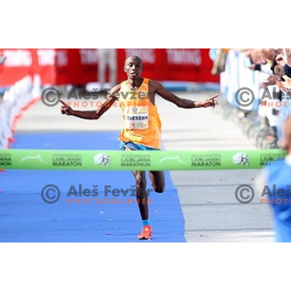 Ishimael Bushendich (KEN) winner of 19. Volkswagen Ljubljana Marathon in Ljubljana, Slovenia on October 26, 2014
