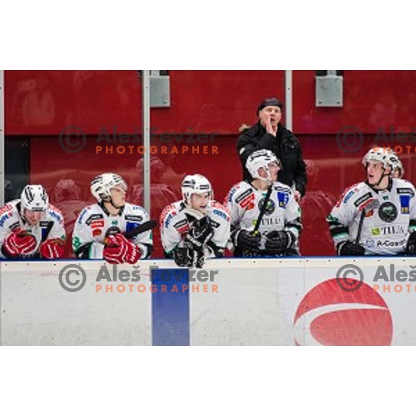 Team Olimpija during ice hockey match of Slovenian National League in Season 2014/15 between HDD SIJ Acroni Jesenice and HDD Telemach Olimpija, played in Podmezakla hall, Jesenice, Slovenia, on October 28th, 2014