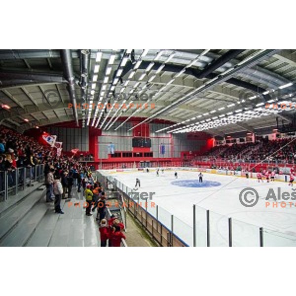 Action during ice hockey match of Slovenian National League in Season 2014/15 between HDD SIJ Acroni Jesenice and HDD Telemach Olimpija, played in Podmezakla Hall, Jesenice, Slovenia, on October 28, 2014