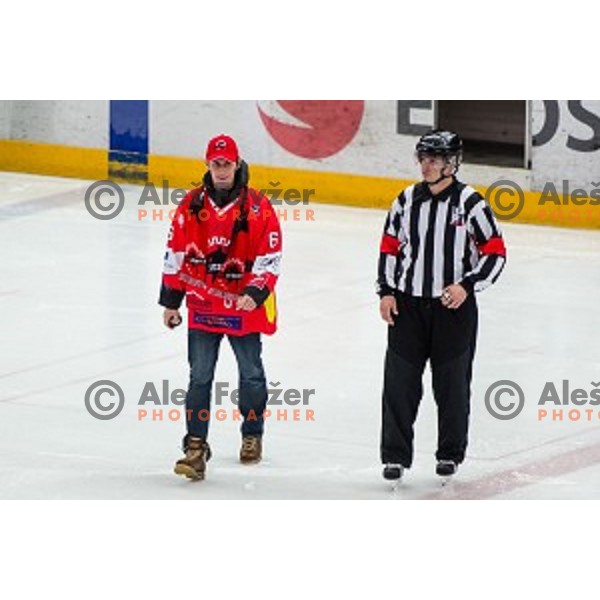 Peter Prevc during ice hockey match of Slovenian National League in Season 2014/15 between HDD SIJ Acroni Jesenice and HDD Telemach Olimpija, played in Podmezakla Hall, Jesenice, Slovenia, on October 28, 2014