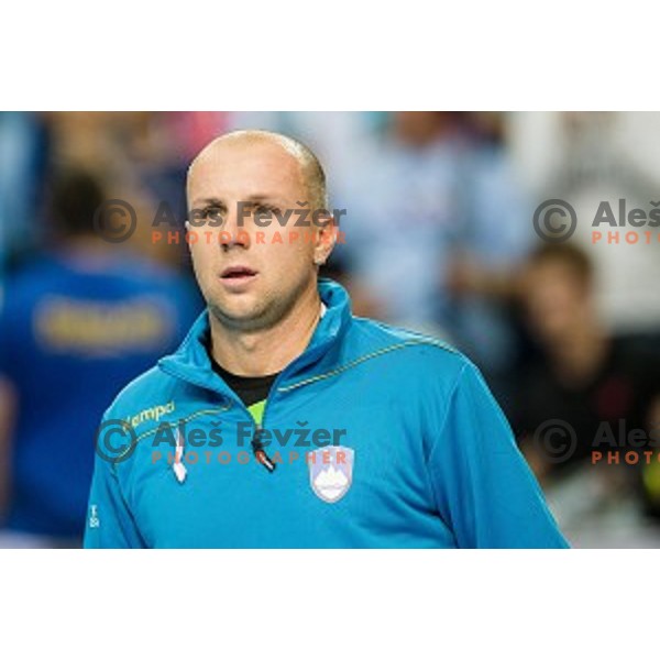 Gorazd Skof in action during football match Slovenia - Slovakia, EHF Euro Championship qualifying Bonifika , Koper , 29.10.2014