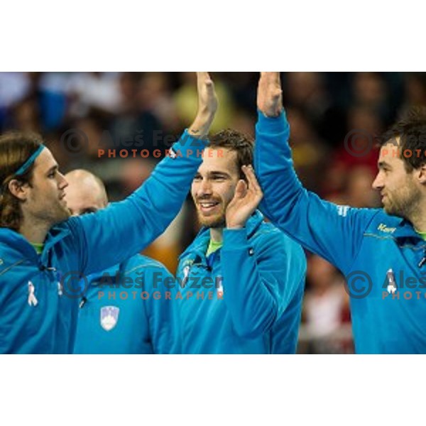 Jure Natek in action during football match Slovenia - Slovakia, EHF Euro Championship qualifying Bonifika , Koper , 29.10.2014