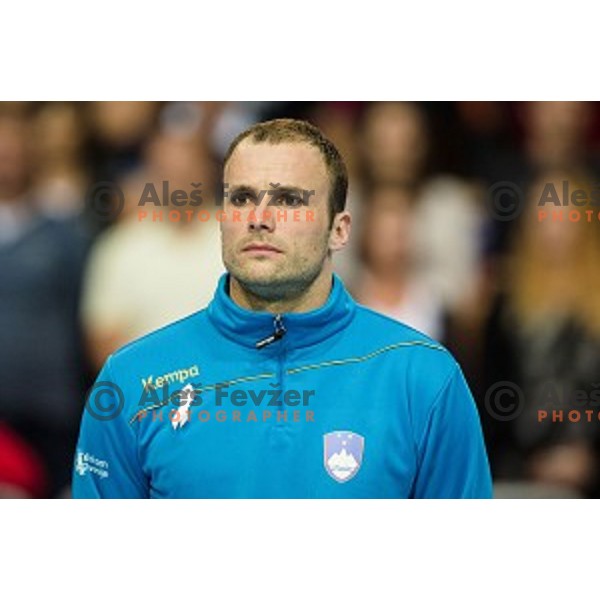 Uros Zorman in action during football match Slovenia - Slovakia, EHF Euro Championship qualifying Bonifika , Koper , 29.10.2014