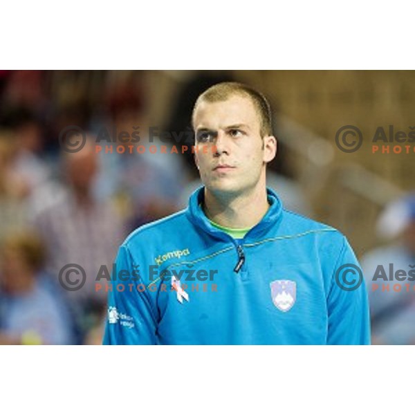 Uros Bundalo in action during football match Slovenia - Slovakia, EHF Euro Championship qualifying Bonifika , Koper , 29.10.2014