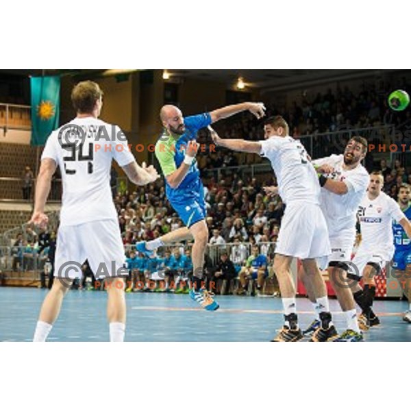 Vid Kavticnik in action during football match Slovenia - Slovakia, EHF Euro Championship qualifying Bonifika , Koper , 29.10.2014