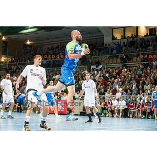 Vid Kavticnik in action during football match Slovenia - Slovakia, EHF Euro Championship qualifying Bonifika , Koper , 29.10.2014