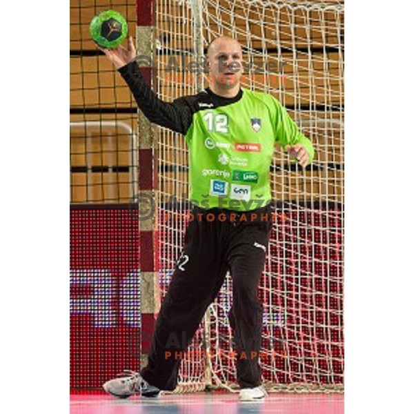 Gorazd Skof in action during football match Slovenia - Slovakia, EHF Euro Championship qualifying Bonifika , Koper , 29.10.2014
