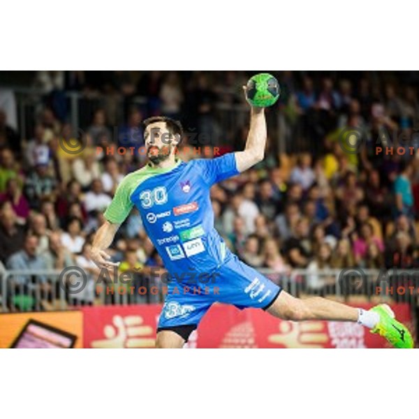 Dragan Gajic in action during football match Slovenia - Slovakia, EHF Euro Championship qualifying Bonifika , Koper , 29.10.2014