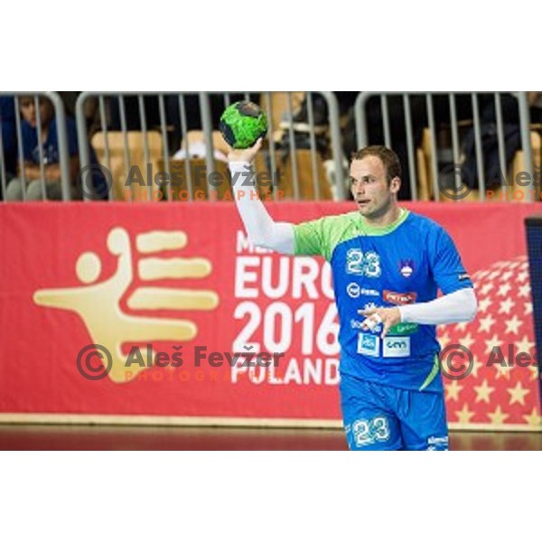 Uros Zorman in action during football match Slovenia - Slovakia, EHF Euro Championship qualifying Bonifika , Koper , 29.10.2014