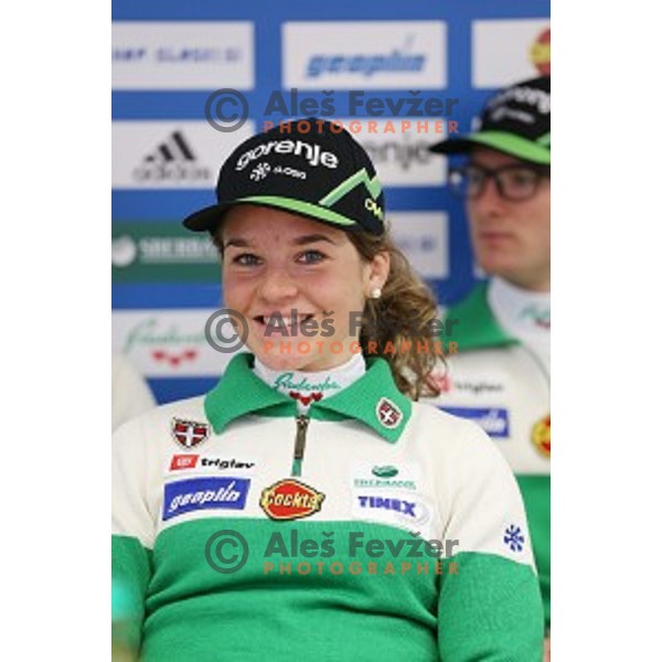 Alenka Cebasek of Slovenia cross-country ski team at press conference in Ljulbjana before start of 2014/2015 World Cup season on November 4, 2014