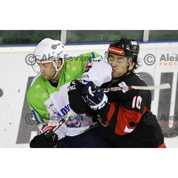 Bostjan Golicic of Slovenia in action during ice-hockey match Slovenia-Japan at Euro Ice Hockey Challenge Tournament in Hala Tivoli, Ljubljana, Slovenia on November 6, 2014