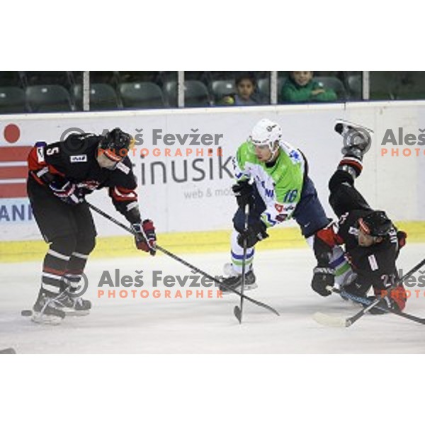 Ales Music of Slovenia in action during ice-hockey match Slovenia-Japan at Euro Ice Hockey Challenge Tournament in Hala Tivoli, Ljubljana, Slovenia on November 6, 2014