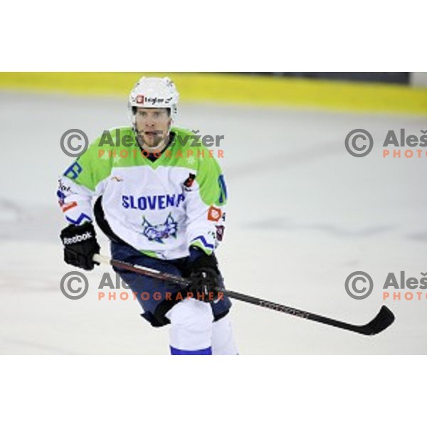 Ales Music of Slovenia in action during ice-hockey match Slovenia-Japan at Euro Ice Hockey Challenge Tournament in Hala Tivoli, Ljubljana, Slovenia on November 6, 2014