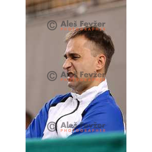 Denis Pesehonov, head coach of the Slovenian badminton team, during badminton match between Slovenia and Faroe Island on European Mixed Team Championship 2015, 7.11.2014, Lendava
