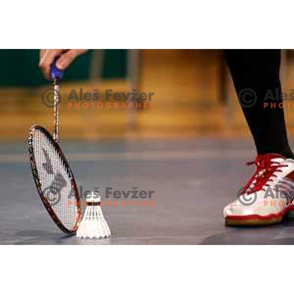 Ball and racket during badminton match between Slovenia and Forea Island on European Mixed Team Championship 2015, 7.11.2014, Lendava