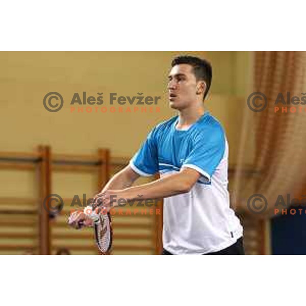 Alen Roj during badminton match between Slovenia and Forea Island on European Mixed Team Championship 2015, 7.11.2014, Lendava