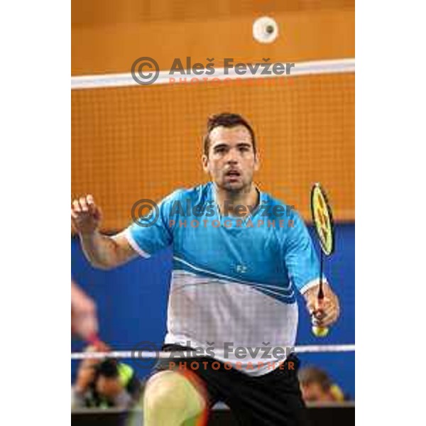 Iztok Utrosa during badminton match between Slovenia and Forea Island on European Mixed Team Championship 2015, 7.11.2014, Lendava