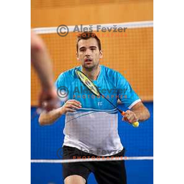 Iztok Utrosa during badminton match between Slovenia and Forea Island on European Mixed Team Championship 2015, 7.11.2014, Lendava