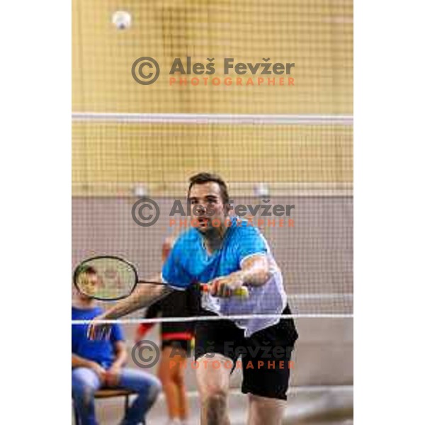 Iztok Utrosa during badminton match between Slovenia and Forea Island on European Mixed Team Championship 2015, 7.11.2014, Lendava