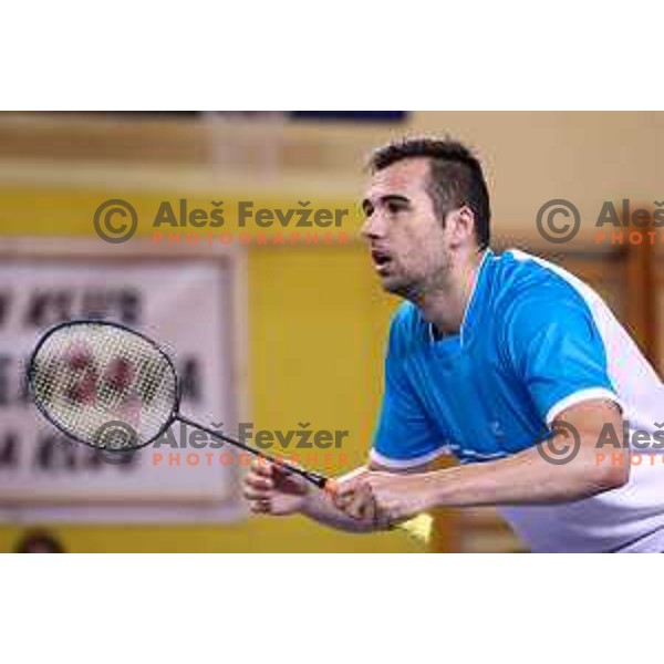 Iztok Utrosa during badminton match between Slovenia and Forea Island on European Mixed Team Championship 2015, 7.11.2014, Lendava