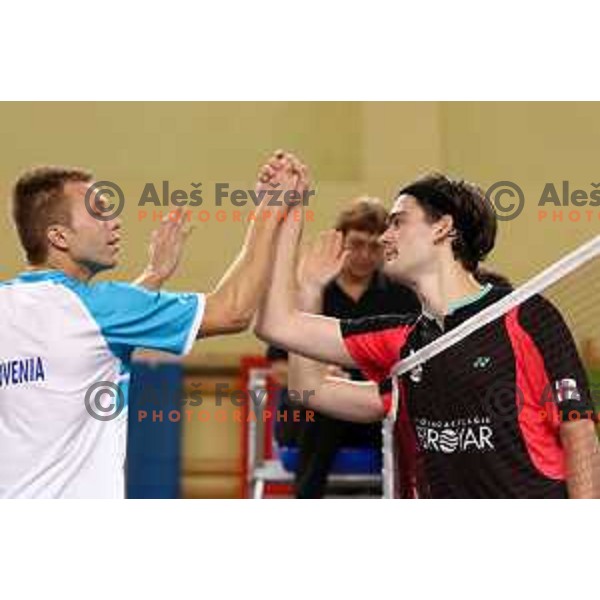Miha Horvat shaking hands during badminton match between Slovenia and Forea Island on European Mixed Team Championship 2015, 7.11.2014, Lendava