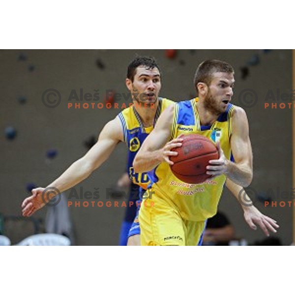 of Hopsi Polzela in action during Telemach league basketball match Sencur Gorenjska gradbena druzba-Hopsi Polzela, played in Sencur, Slovenia on November 8, 2014