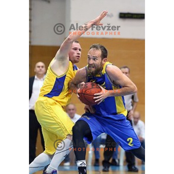 Samo Udrih of Hopsi Polzela in action during Telemach league basketball match Sencur Gorenjska gradbena druzba-Hopsi Polzela, played in Sencur, Slovenia on November 8, 2014