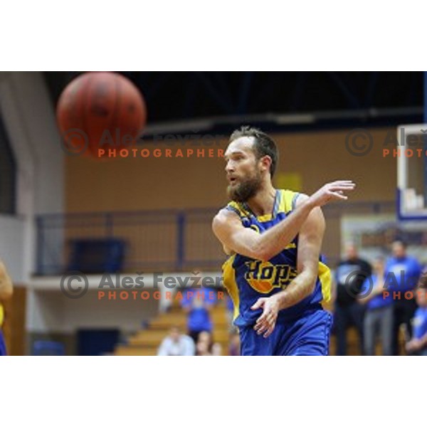 Samo Udrih of Hopsi Polzela in action during Telemach league basketball match Sencur Gorenjska gradbena druzba-Hopsi Polzela, played in Sencur, Slovenia on November 8, 2014
