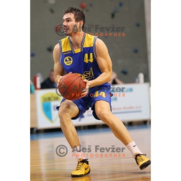 Ivan Mikulic of Hopsi Polzela in action during Telemach league basketball match Sencur Gorenjska gradbena druzba-Hopsi Polzela, played in Sencur, Slovenia on November 8, 2014