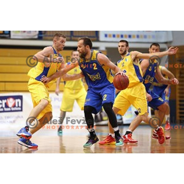 Samo Udrih of Hopsi Polzela in action during Telemach league basketball match Sencur Gorenjska gradbena druzba-Hopsi Polzela, played in Sencur, Slovenia on November 8, 2014