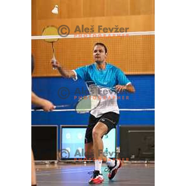 Luka Petrič during badminton match between Slovenia and Forea Island on European Mixed Team Championship 2015, 7.11.2014, Lendava