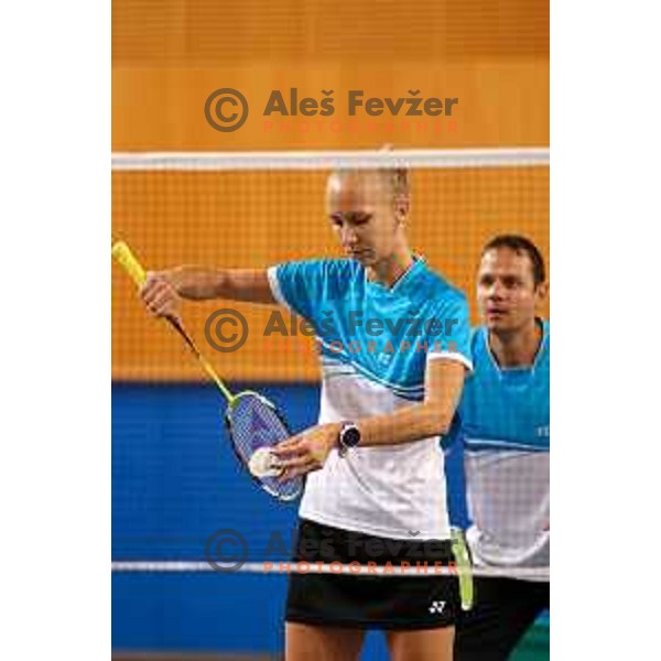 Tina Kodric during badminton match between Slovenia and Faroe Island on European Mixed Team Championship 2015, 7.11.2014, Lendava
