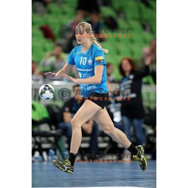 Lara Hrncic of Krim Mercator in action during EHF Women