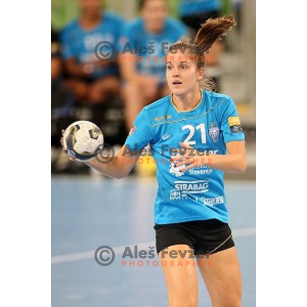 Alja Jankovic of Krim Mercator in action during EHF Champions League between Krim Mercator (SLO) and Dinamo Sinara (RUS) in Stožice Hall, Slovenia on November 9,,2014