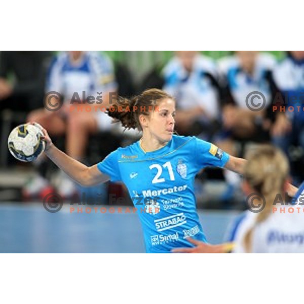 Alja Jankovic of Krim Mercator in action during EHF Champions League between Krim Mercator (SLO) and Dinamo Sinara (RUS) in Stožice Hall, Slovenia on November 9,,2014