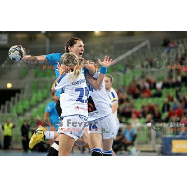 Liliyana Artsiukhovich of Krim Mercator in action during EHF Women