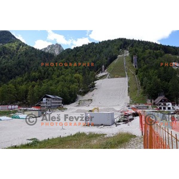 Ski jumping hill Planica with covered with plastic surface before start of winter season 2014/2015