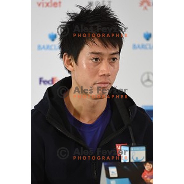 Kei Nishikori of Japan at ATP finals tennis tournament in O2 Arena, London, Great Britain, November 11, 2013 