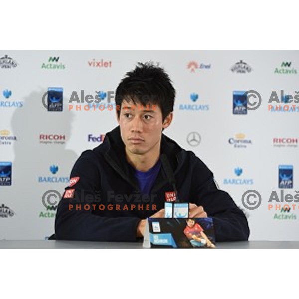 Kei Nishikori of Japan at ATP finals tennis tournament in O2 Arena, London, Great Britain, November 11, 2013 