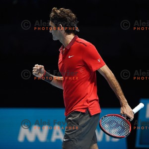 Roger Federer (SUI) at ATP finals tennis tournament in O2 Arena, London, Great Britain, November 11, 2013 