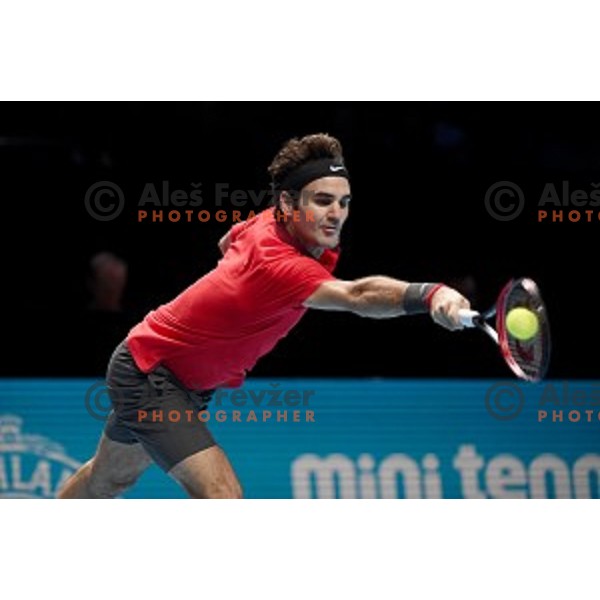 Roger Federer (SUI) at ATP finals tennis tournament in O2 Arena, London, Great Britain, November 11, 2013 