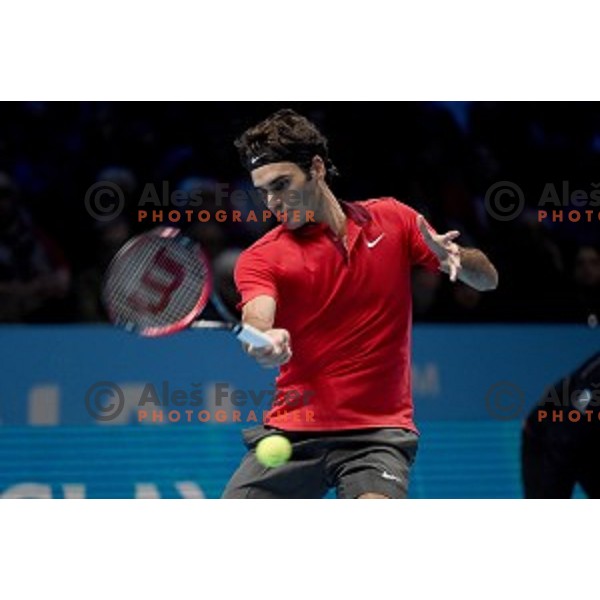 Roger Federer (SUI) at ATP finals tennis tournament in O2 Arena, London, Great Britain, November 11, 2013 