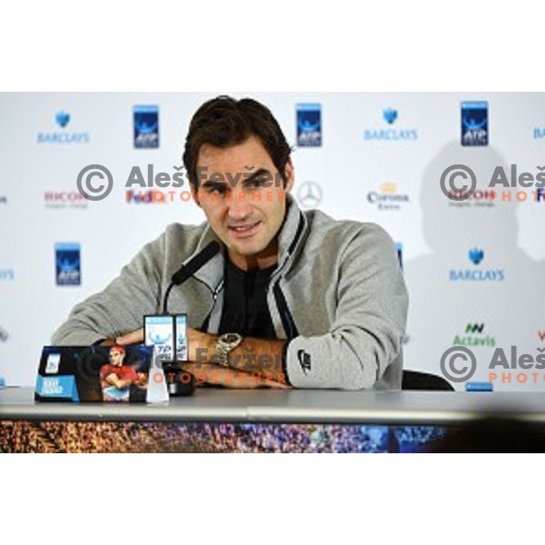 Roger Federer (SUI) at ATP finals tennis tournament in O2 Arena, London, Great Britain, November 11, 2013 
