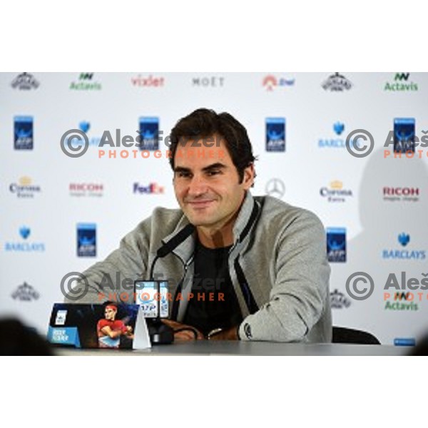 Roger Federer (SUI) at ATP finals tennis tournament in O2 Arena, London, Great Britain, November 11, 2013 